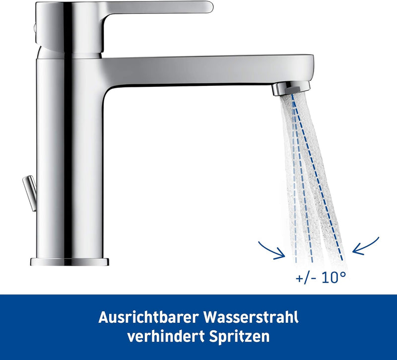 Duravit B21020 B.2 Waschtischarmatur, Wasserhahn Bad mit Zugstangen-Ablaufgarnitur, Waschbecken Arma