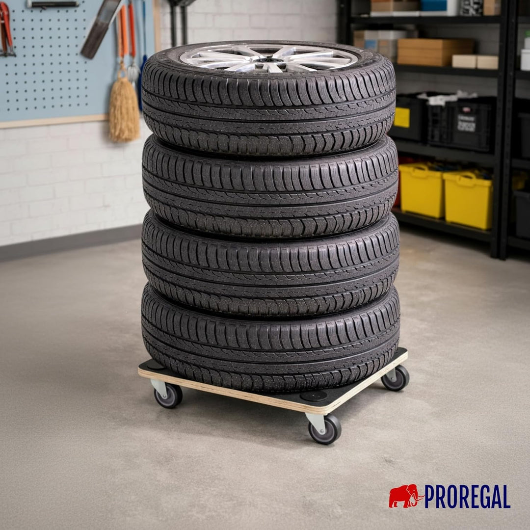 PROREGAL Profi Transportroller HERCULES 50x50 cm Schwerlast bis 150 kg mit 4 Gummirollen & Griff, Si