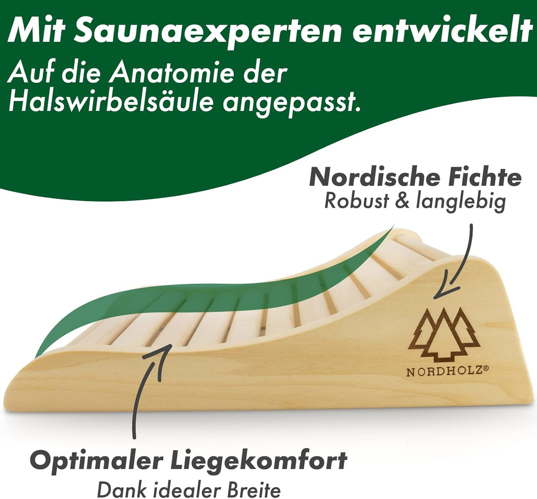 Sauna Kopfstütze Holz 2er Set - 37x33cm ideale Breite für optimalen Liegekomfort - Sauna Kopfstütze