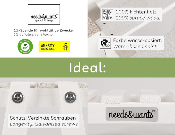 needs&amp;wants® Pflanzenständer Blumenständer aus Holz wetterfest für Indoor Outdoor Balkon Garten drau