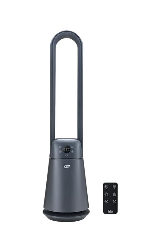 Beko EBA5000B Ventilator ohne Flügel, 37 W, 20 Geschwindigkeiten, LED-Display, Timer 8 h, Fernbedien