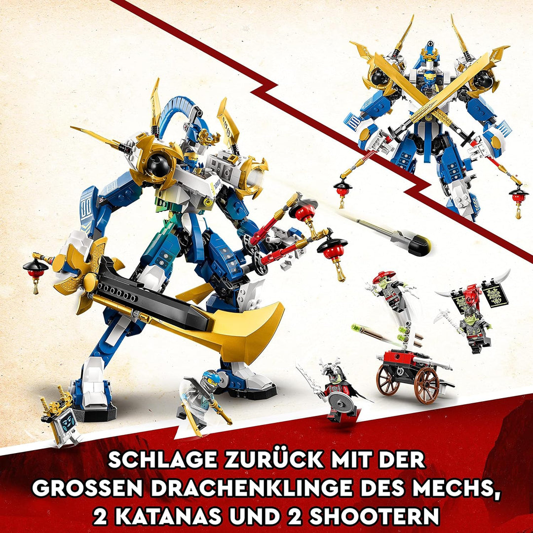 LEGO 71785 NINJAGO Jays Titan-Mech, Ninja-Spielset mit Jay, NYA und grüner Skelett-Krieger Minifigur