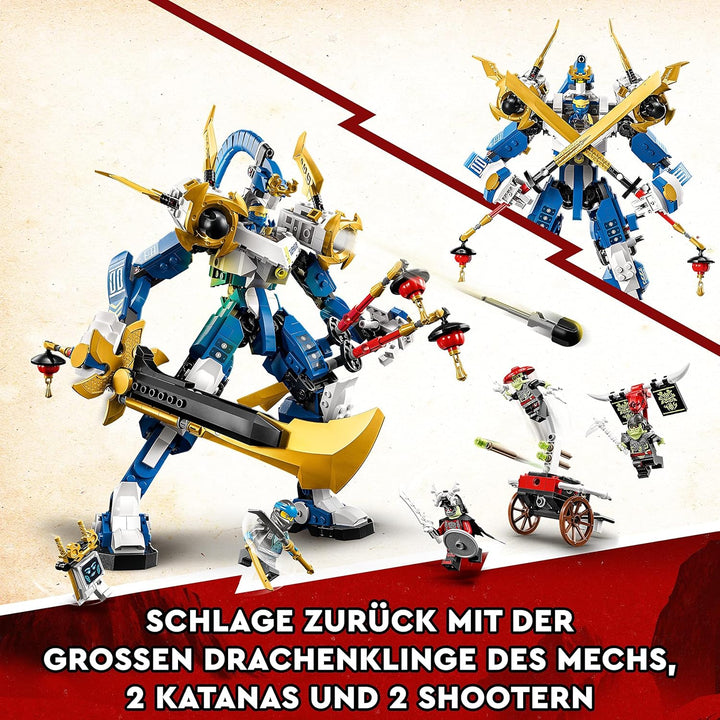 LEGO 71785 NINJAGO Jays Titan-Mech, Ninja-Spielset mit Jay, NYA und grüner Skelett-Krieger Minifigur
