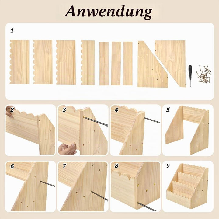 UNICRAFTALE 3 Stöckiges Geschwungenes Bücherregal Aus Holz Kleines Bücherregal Aus Holz 27x42x42cm N