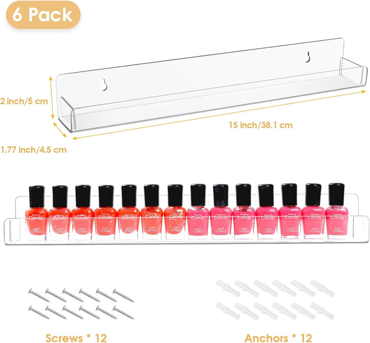 6 Stück Nagellack Organizer Wandregal aus Acryl, Paint Rack Wandmontage Kosmetik Display mit Anti-Ru