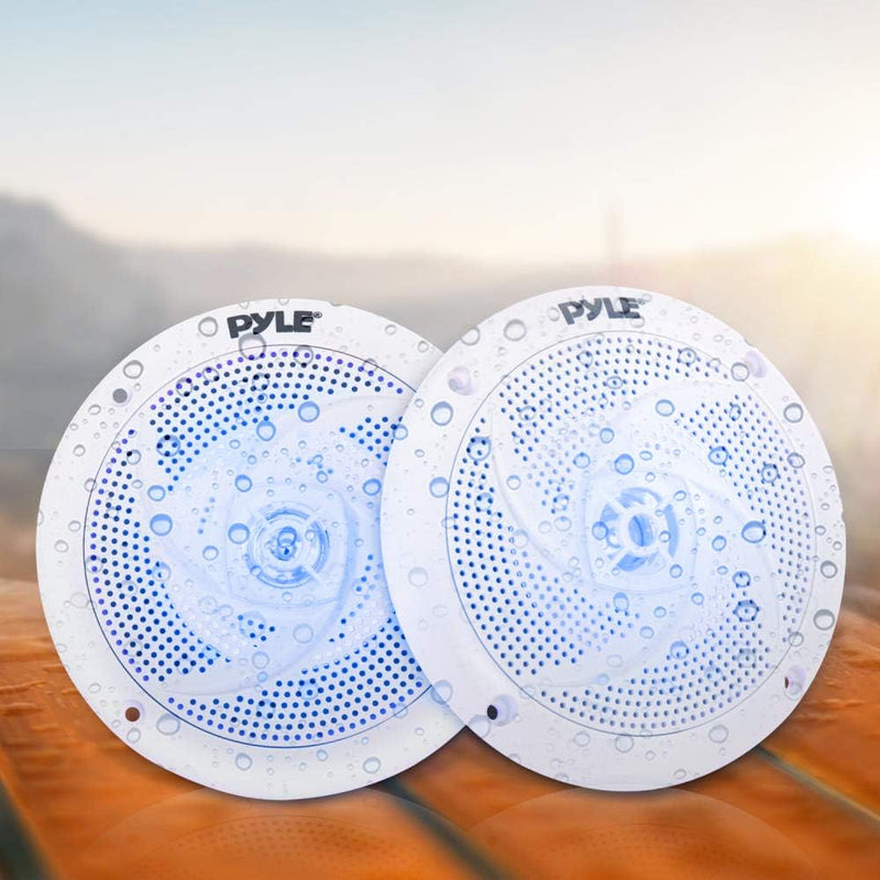 Pyle Marine Speakers - 5.25 Inch 2 Way Waterproof and Weather Resistant Outdoor Audio Stereo Sound S