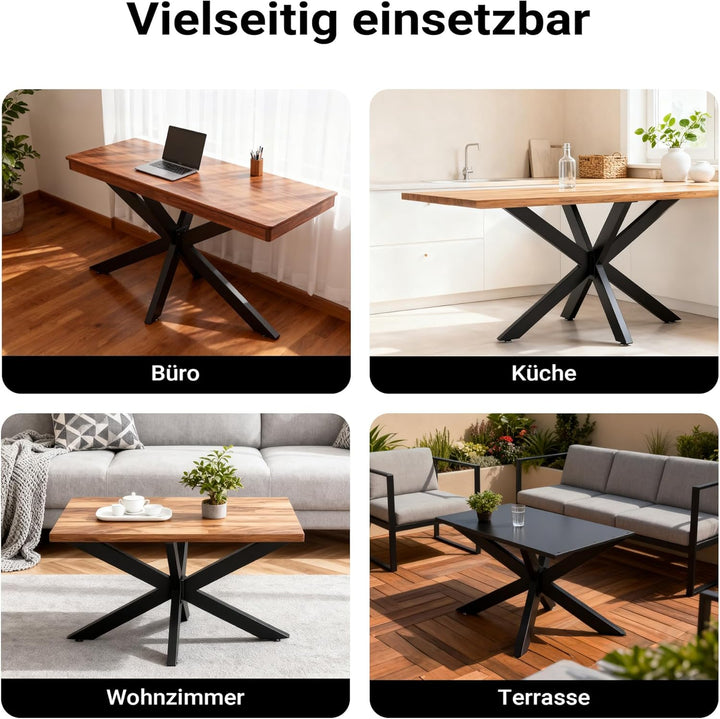 Tischkufen Tischgestell aus Stahl 71x68x120cm Spidergestell in Schwarz Tischbeine mit Spider-Profil,