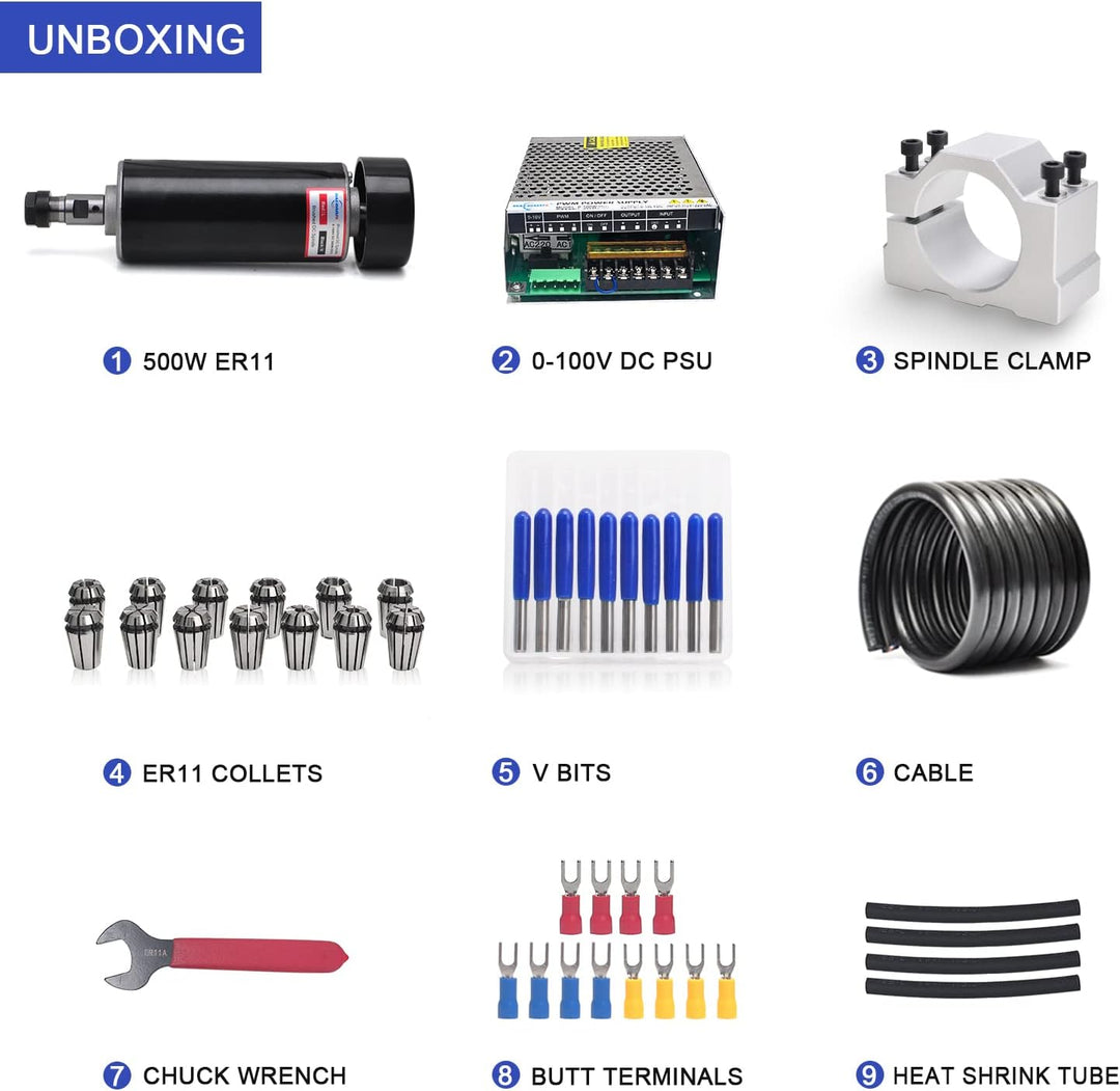 Daedalus CNC Gebürsteter Spindelmotor Set, 500 W,ER11 500W ER11 Kit