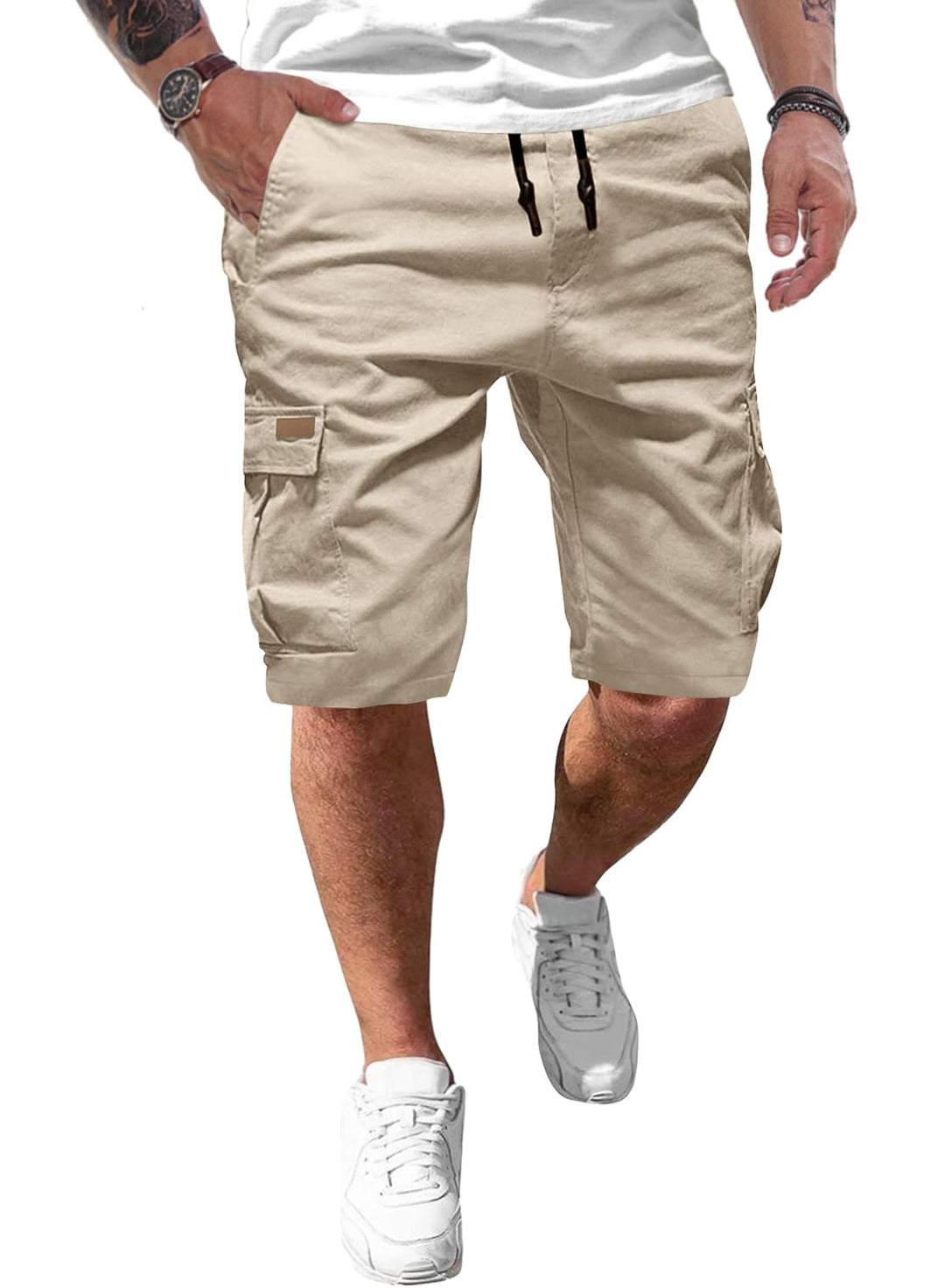 JMIERR Kurze Hosen Herren Baumwolle Cargo Shorts Herren Sommer Freizeithose mit Taschen M Braun, M B