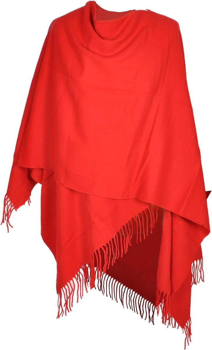 Toutacoo, Grosser Poncho mit Fransen - Damen - 05-rot, 05-rot