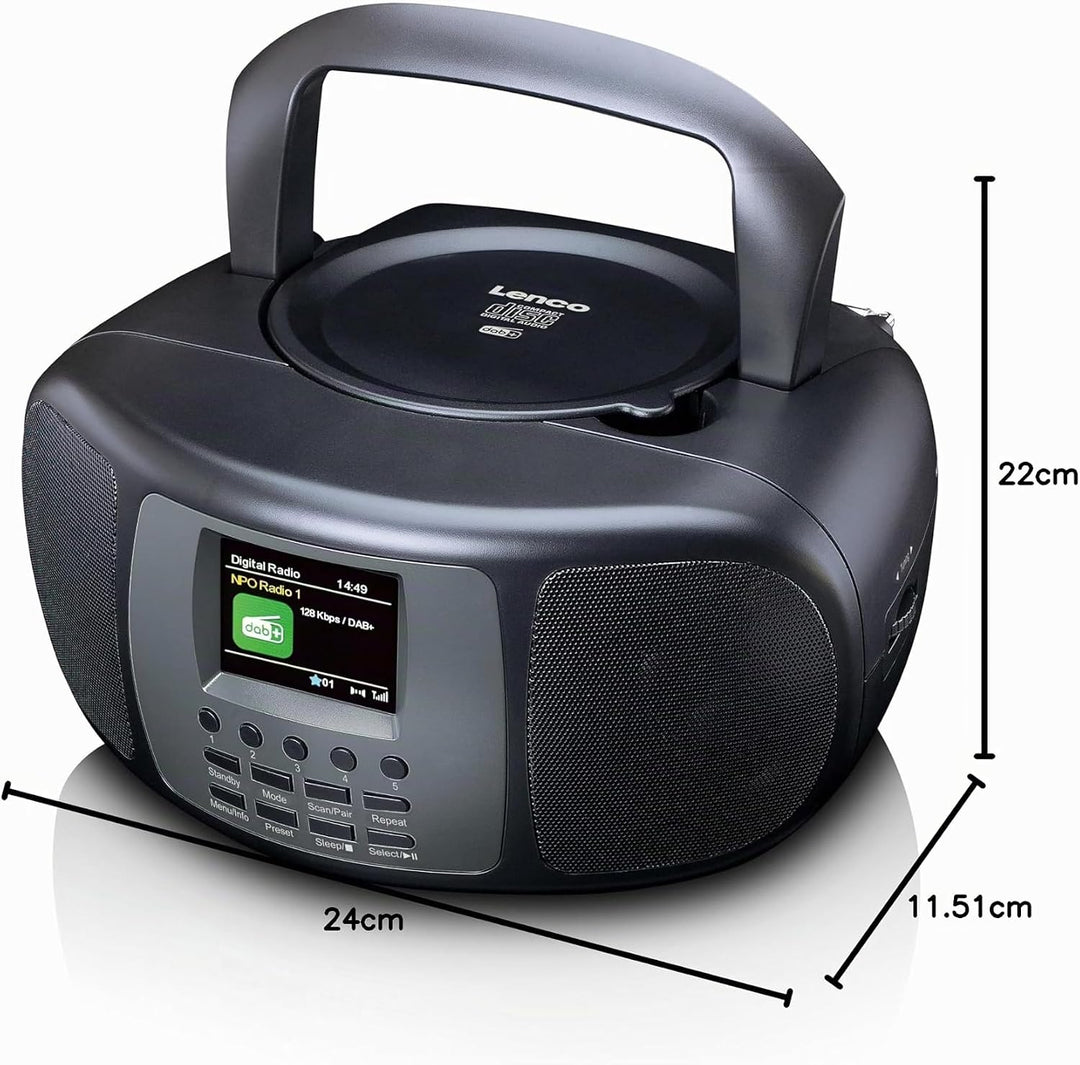 Lenco SCD-860 - tragbares CD-Radio - DAB+ und FM Radio - Bluetooth - Toploader CD-Player - 2,4 TFT D