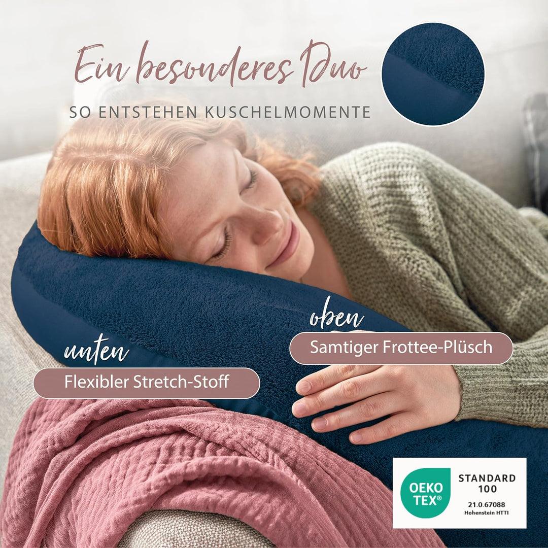 Theraline Plüschmond Stillkissen, Kopfkissen und Nackenkissen mit Perlen, ergonomisches Kissen zum S