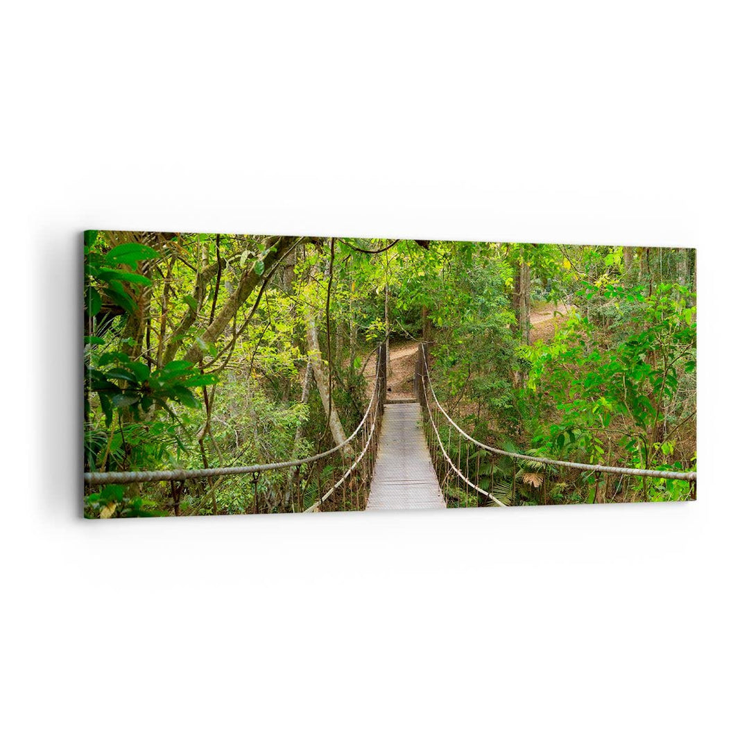 Wandbilder Dekoration Wohnzimmer Fussgängerbrücke Wald Abenteuer Panorama Bilder auf Leinwand 120x50