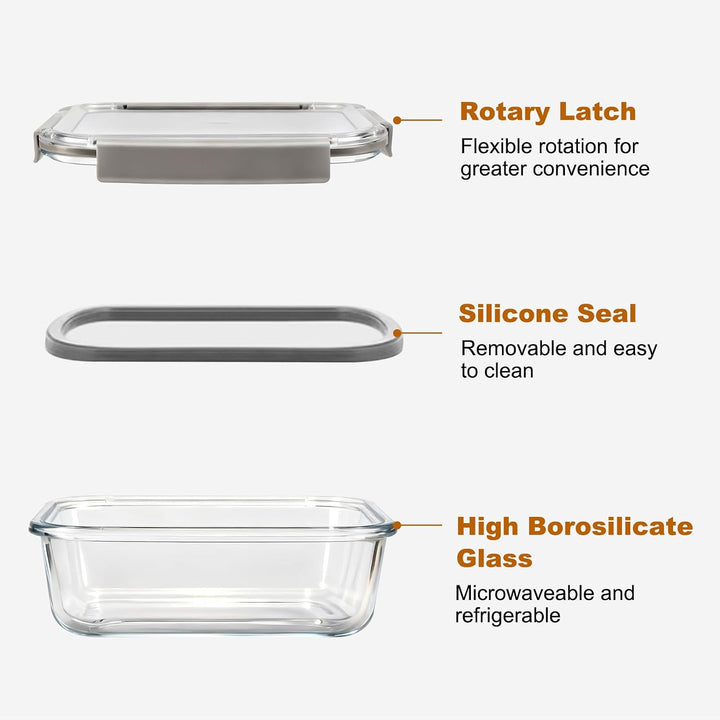 Meal Prep Gläser 16 Teilig (8 Deckel &amp; 8 Behälter)- Glasbehälter mit Deckel - Frischhaltedosen Glas