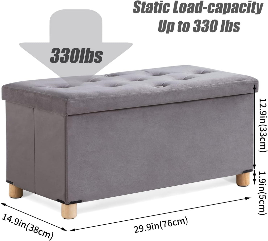 BRIAN & DANY Sitztruhe Sitzhocker Fusshocker mit Stauraum und Deckel mit Holzfüssen, 76 x 38 x 38 cm