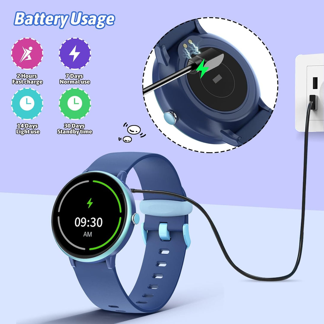 Smartwatch Kinder Jungen Mädchen, Aktivitäts Tracker Uhr IP68 wasserdichte, 19 Sportmodi, Herzfreque