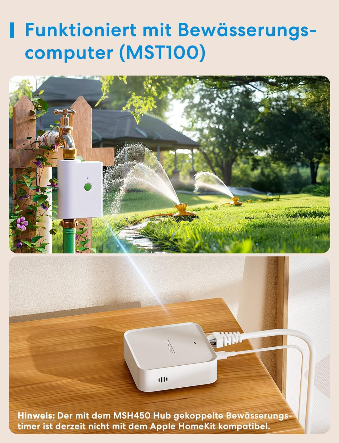 Meross Smart Matter Hub 110dB MSH450 (2,4GHz WiFi und Ethernet-Port), Smart Bridge für Alarmsystem,