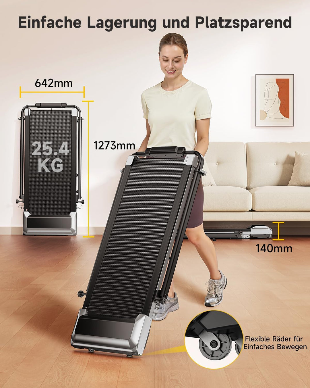 Laufband für Zuhause mit Neigung, 2 in 1 Walking Pad, 12km/h Klappbar Laufband mit Steigung, 2.5HP U