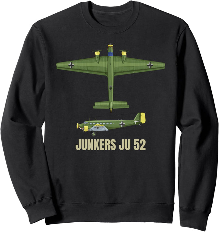 Ju 52 Deutsches WW2 Transportflugzeug Flugzeugdiagramm Sweatshirt