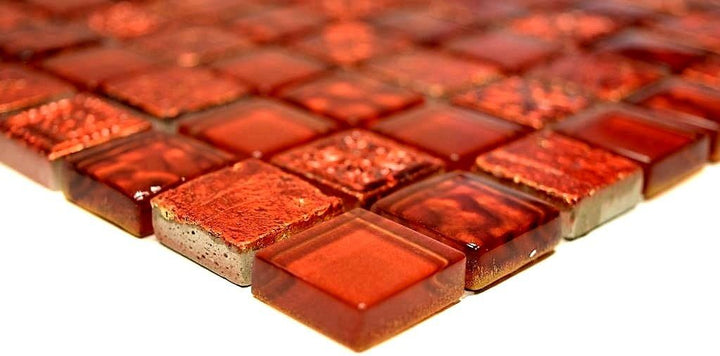 Mosaik Fliese Glasmosaik Crystal Resin rot Struktur für WAND KÜCHE FLIESENSPIEGEL THEKENVERKLEIDUNG