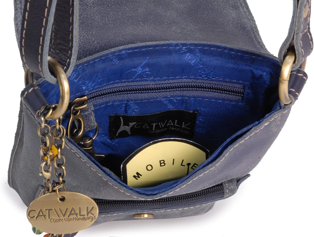 Catwalk Collection Handbags - Damen Antikleder Umhängetasche - Crossbody Bag/Lederhandtasche Klein -