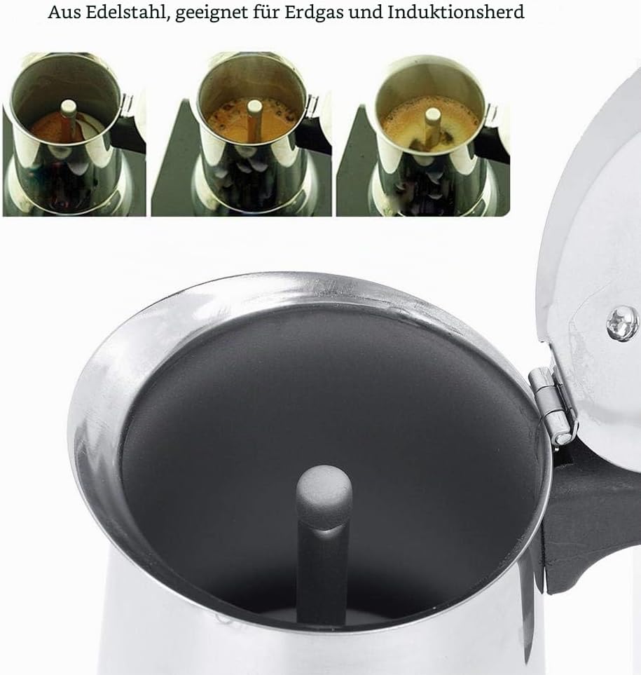 Ymiko 450ml Edelstahl Elektrokochherd Moka Herstellungskanne Espressotassenmaschine Heizungsset EU-S