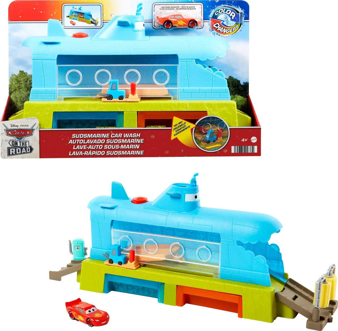 Disney Pixar Cars HGV70 - U-Boot-Autowaschanlagen-Spielset mit Lightning McQueen Spielzeugauto mit F