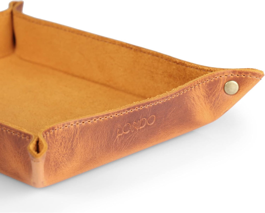 Londo Echtleder Leder Taschenleerer - Vide Poche - Ledertablett Organizer, Praktische Aufbewahrungsb