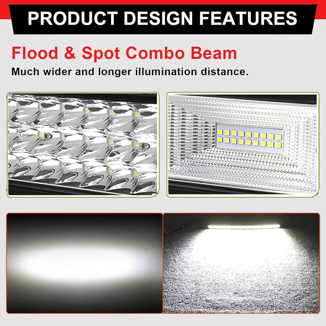 PICAA 3 Rows Gewölbt 22 Zoll LED Lightbar 270W mit Kabelbaum Kit Lichtbalken Arbeitsscheinwerfer Flu