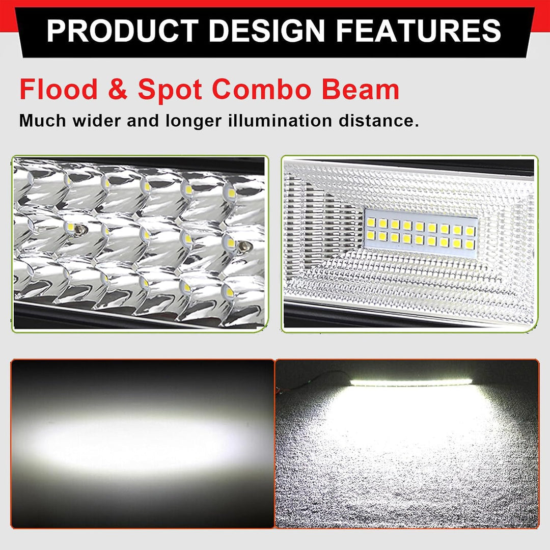 PICAA 3 Rows Gewölbt 22 Zoll LED Lightbar 270W mit Kabelbaum Kit Lichtbalken Arbeitsscheinwerfer Flu