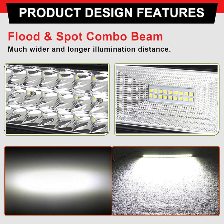 PICAA 3 Rows Gewölbt 22 Zoll LED Lightbar 270W Lichtbalken Arbeitsscheinwerfer Flutlicht Spotlight f