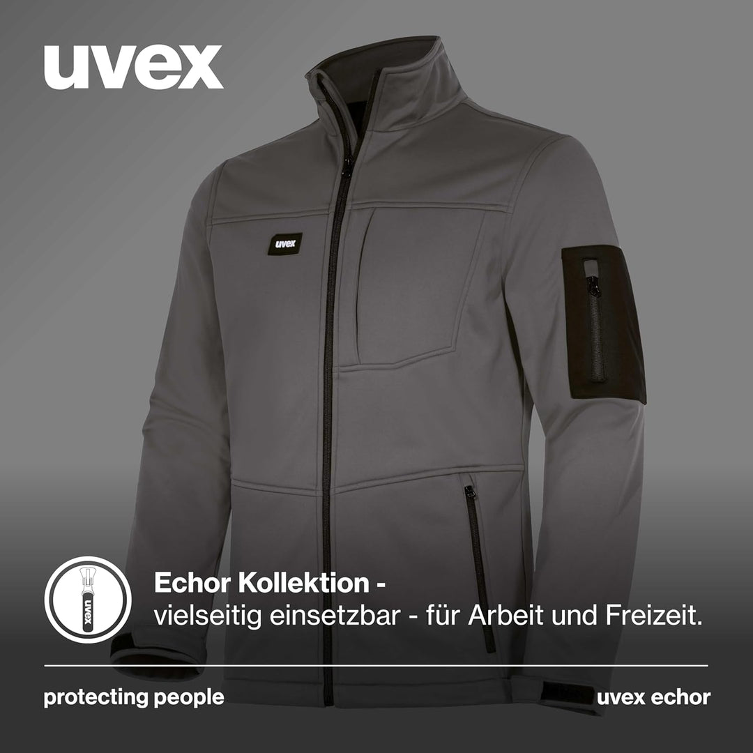 Uvex Echor Softshell-Arbeitsjacke für Herren - atmungsaktiv & wasserabweisend M Grau, M Grau