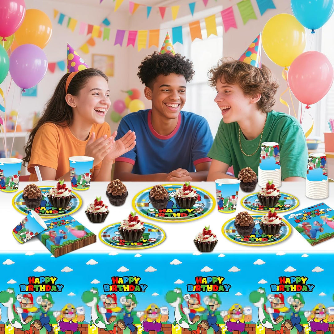 Geburtstag Partygeschirr Pappteller Kindergeburtstag- Partygeschirr Birthday Super Bros Geburtstagsd