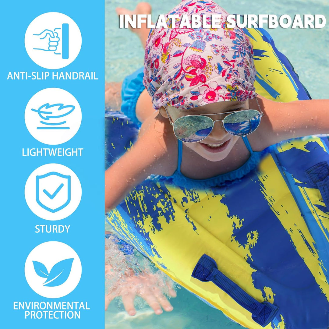 Aufblasbares Bodyboard Kinder, Shyllin Tragbares Aufblasbares Surfbrett mit Griffen, Lernen Hilfsmat