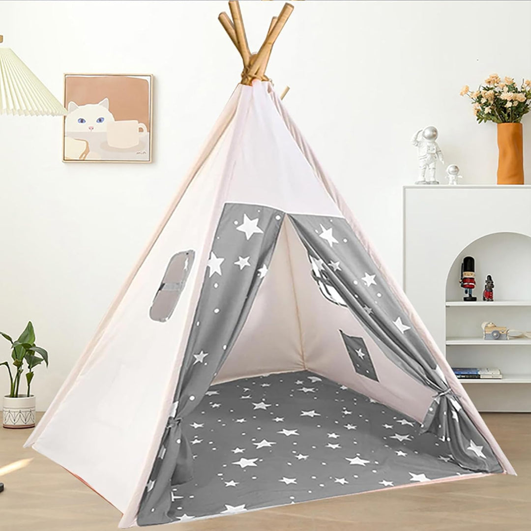Lifemaison Kindertipi Spielzelt Polyester 120x120x130cm,Kinderzelt weiss Kindertipi im Montessori-St