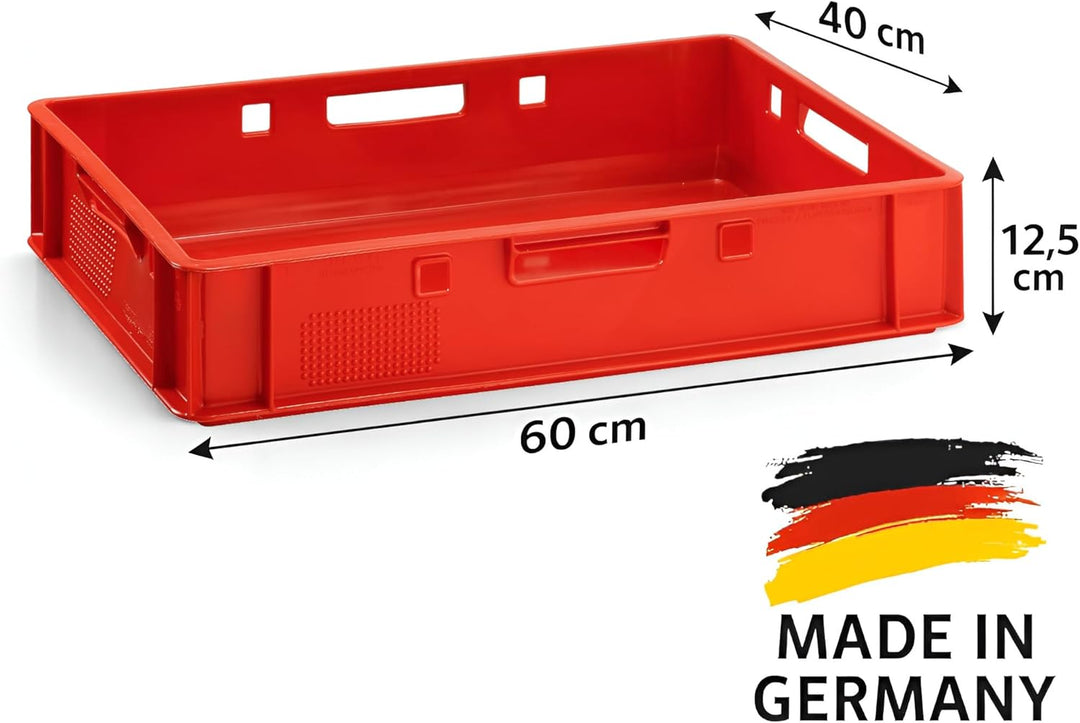 BURI 10 Stück Fleischkiste E1 Lagerkiste 60x40x12,5 cm Metzgerkiste Eurobox Rot - flache Stapelkiste