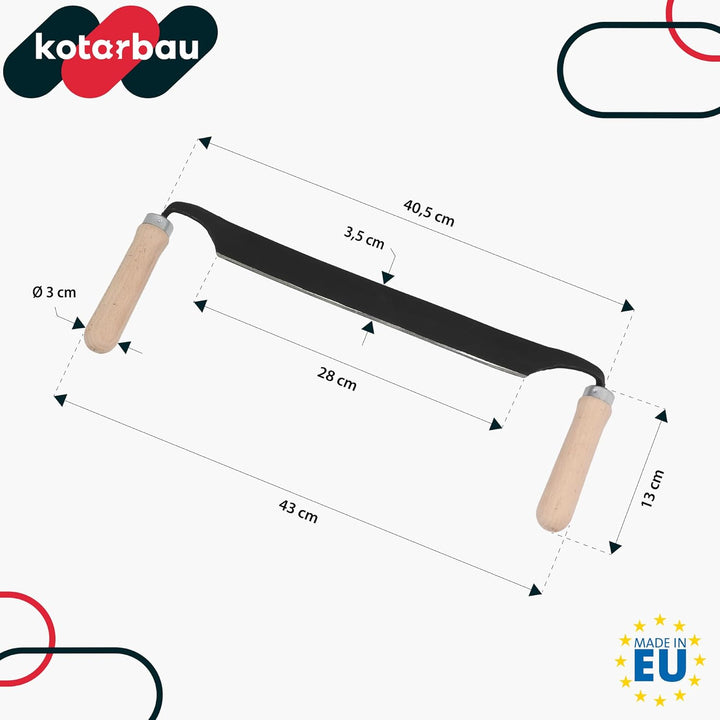 KOTARBAU® Zugmesser für Holz geschmiedet 280 mm Baumschäler Ziehmesser für Holz Rindenschäler Wagner