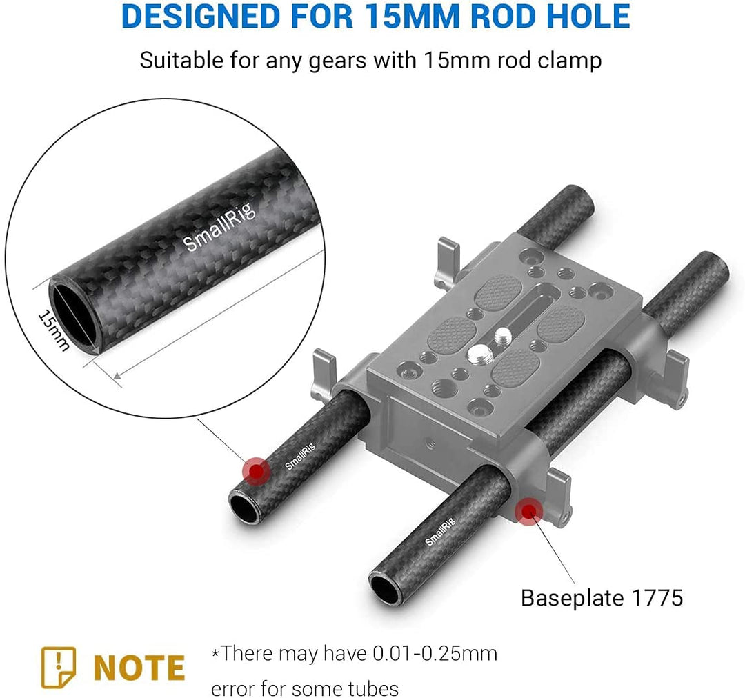 SMALLRIG 2PCS Kohlefaser 15mm Stange für Kamera Rig(20cm / 8 Zoll) - 870 20,3 cm, 20,3 cm