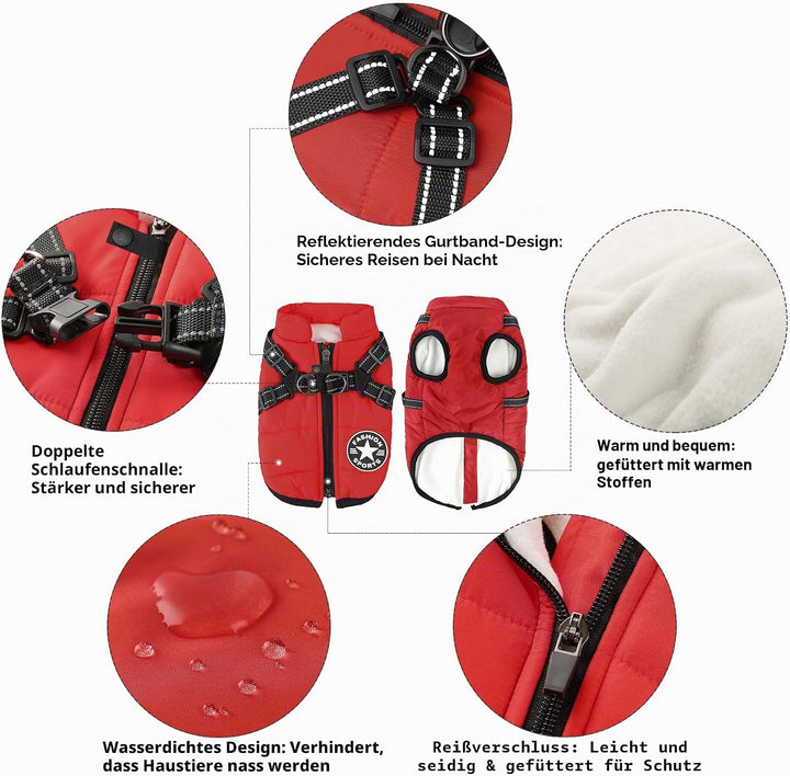 Aiboria Hundejacke Hundeweste Hundemantel Winddicht Jacken Warme Haustier Fleece Hundepullover Gepol