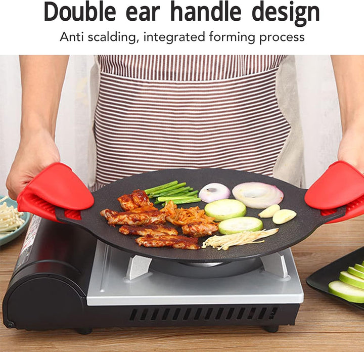 Buachois Grillpfanne, Ø29 cm/11.4 Zoll Koreanische Grillplatte, Outdoor BBQ Runde Pfanne mit Antihaf