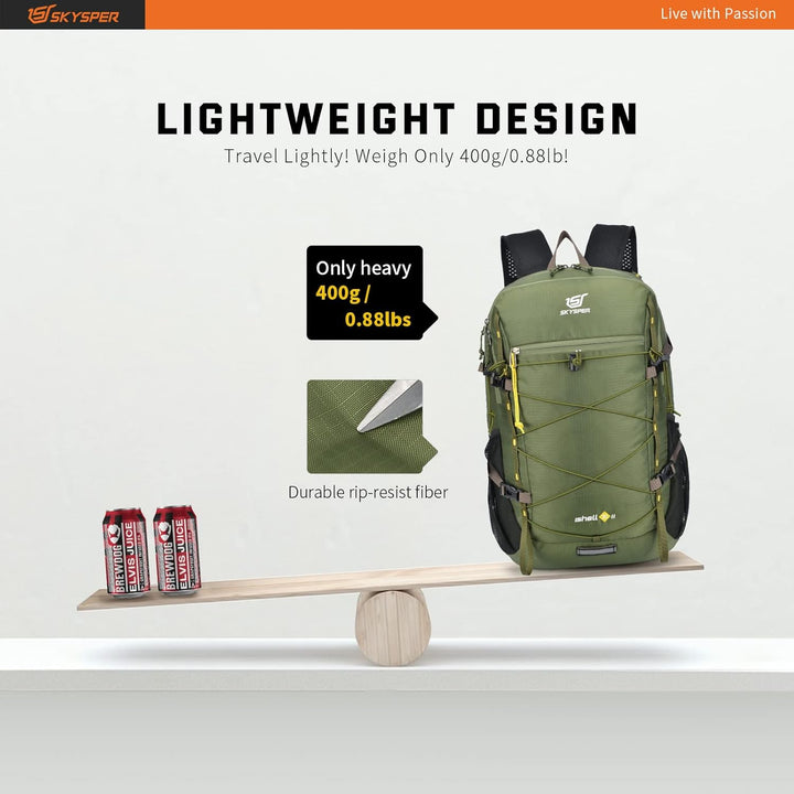 SKYSPER ISHELL 30 Faltbarer Rucksack 30L Ultra-leicht Tagesrucksack Verstaubar Daypack Wasserfest Wa