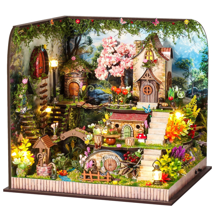 DIY Book Nook Kit, Puppenhäuser Miniatur Haus Kit mit Staubschutzhülle LED-Licht 3D Puzzle Aus Holz