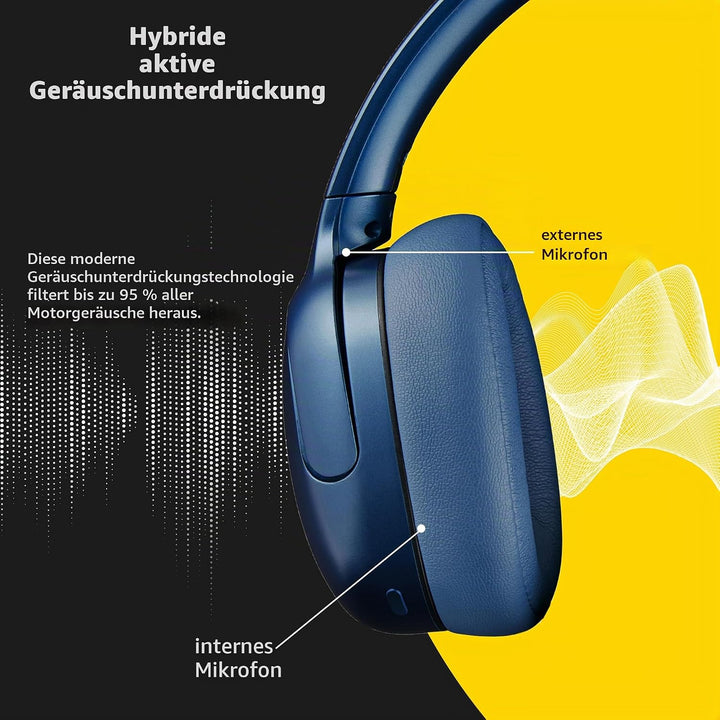 Intenso O400HA Over-Ear Kopfhörer - Hybrid Active Noise Cancelling, bis zu 75 Stunden Laufzeit und B