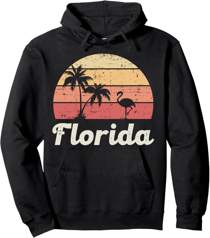 Florida Flamingo Palmen Surfen Sonnenuntergang Strand Sommer Pullover Hoodie