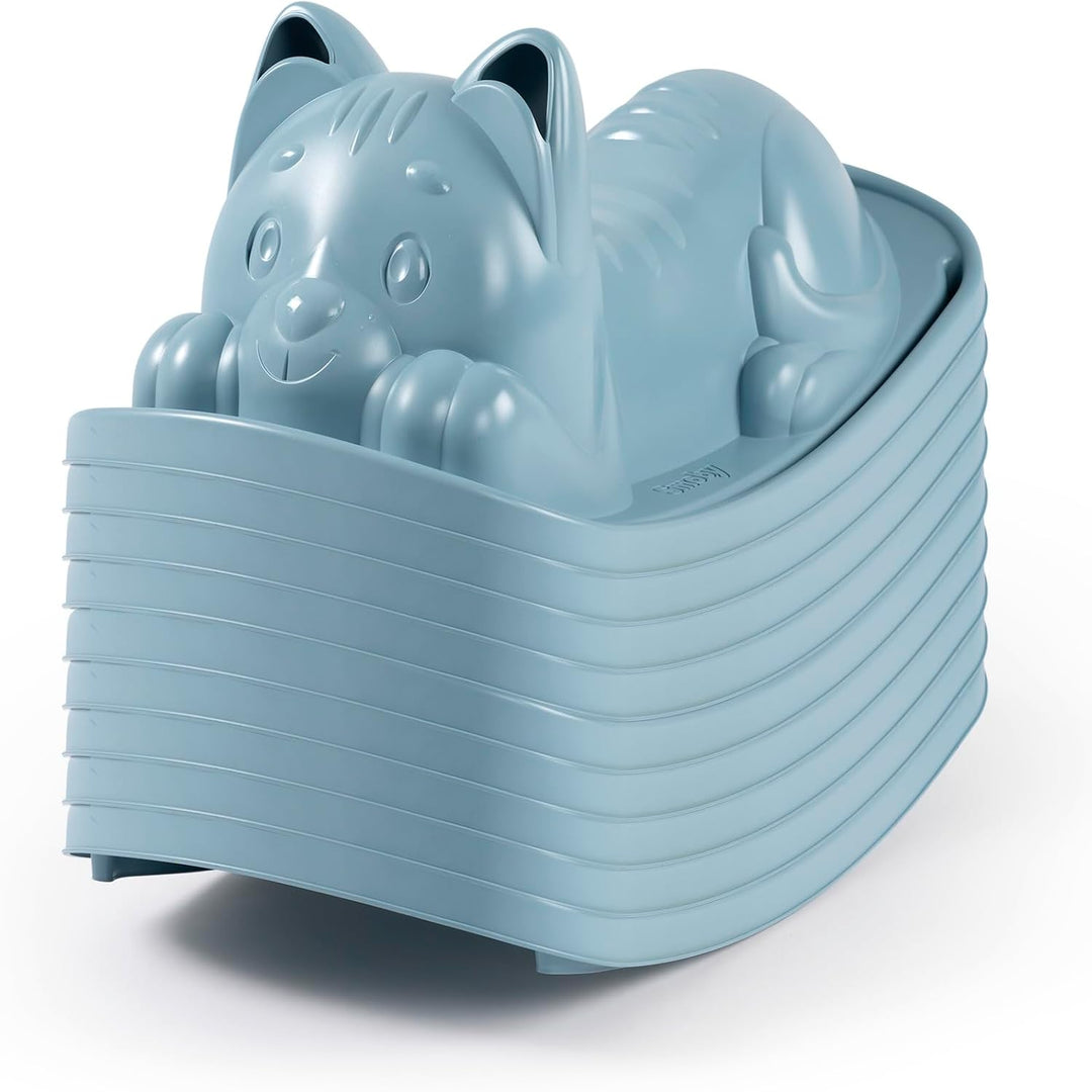 Smoby Life Wippe, Katze, Blau, ergonomische Sitzfläche, Griffe, recyceltes Material, ab 18 Monaten