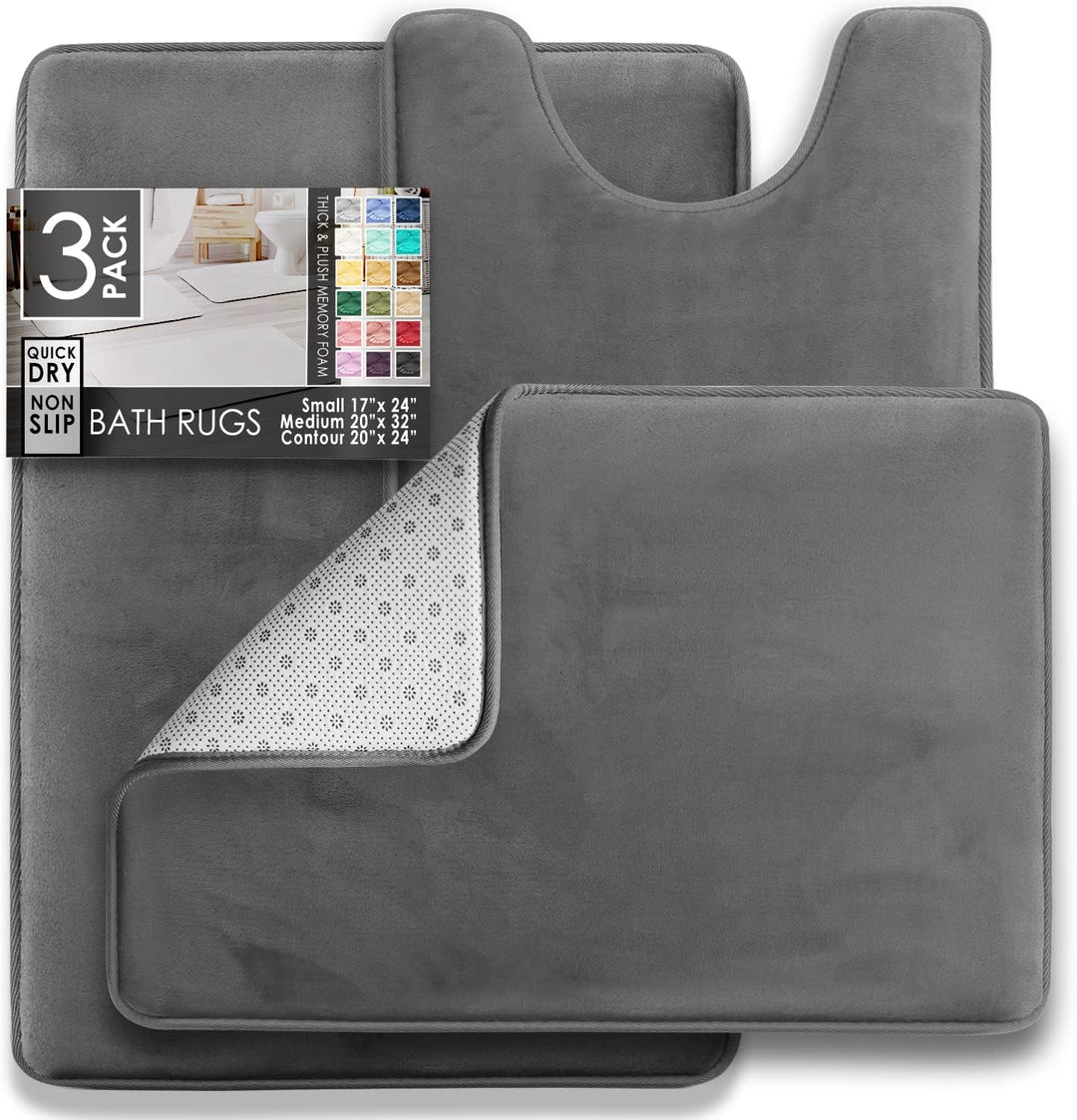 Clara Clark Rutschfester Rückstellschaum Set of 3 - Small/Large/Contour grau 3 Piece - 20 x 32 / 17