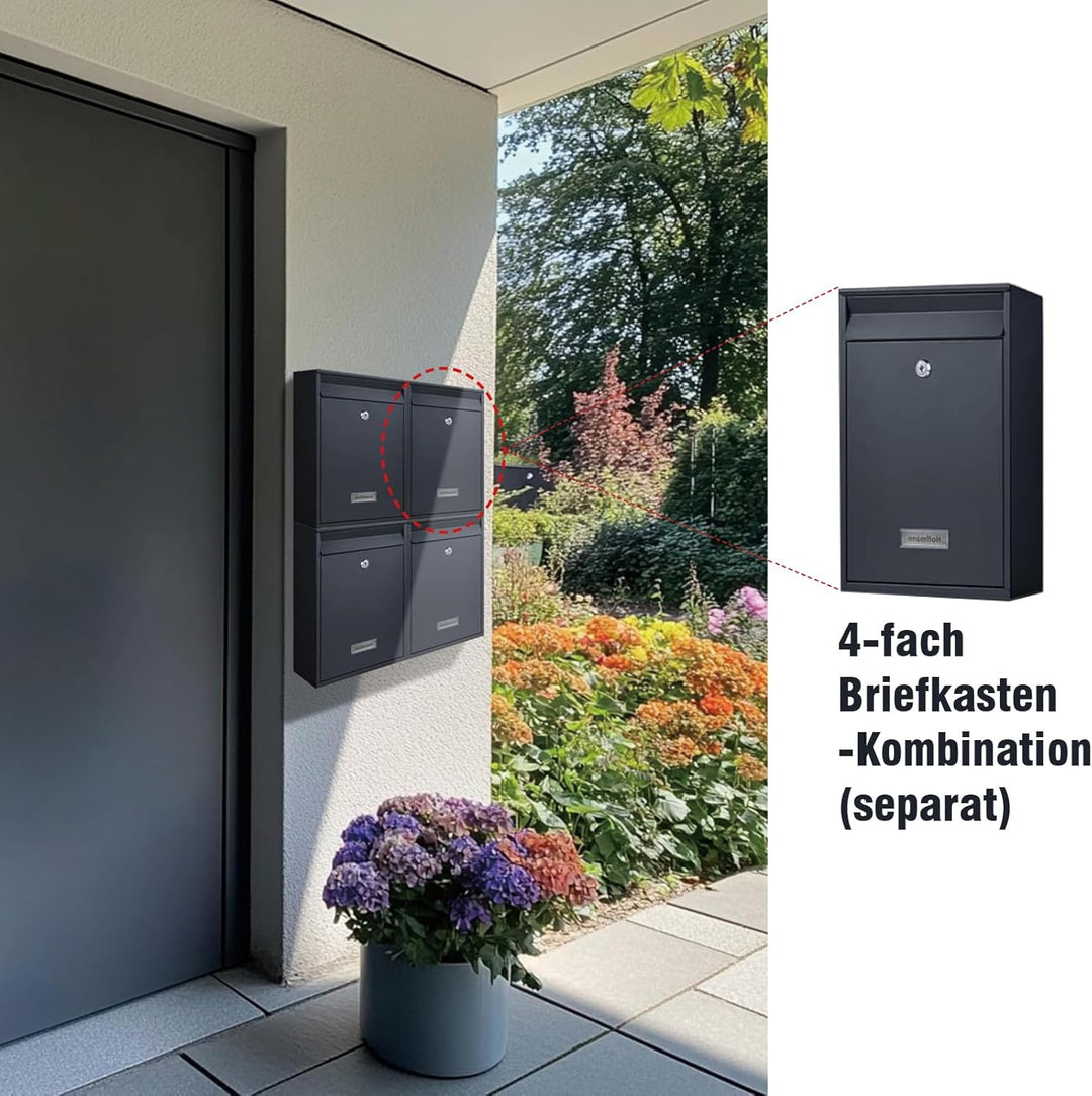 Zedelmaier Mehrfamilienhaus personalisiert 4er Briefkastensysteme DIN C4 Briefkastenanlage Briefkäst