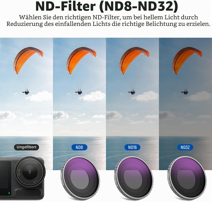 NEEWER ND Filter kompatibel mit DJI Osmo Action 4, 4er Pack ND8 ND16 ND32 CPL Polarisator Neutraldic