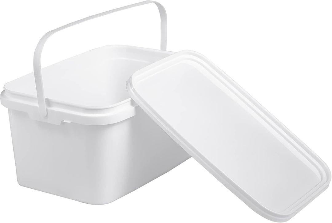 Eimer mit Deckel 3l, Eimer rechteckig, Plastikeimer weiss, lebensmittelecht, 3 Stück 3L - 3 Stück We