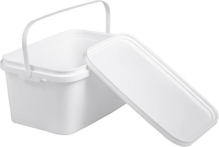 Eimer mit Deckel 3l, Eimer rechteckig, Plastikeimer weiss, lebensmittelecht, 3 Stück 3L - 3 Stück We